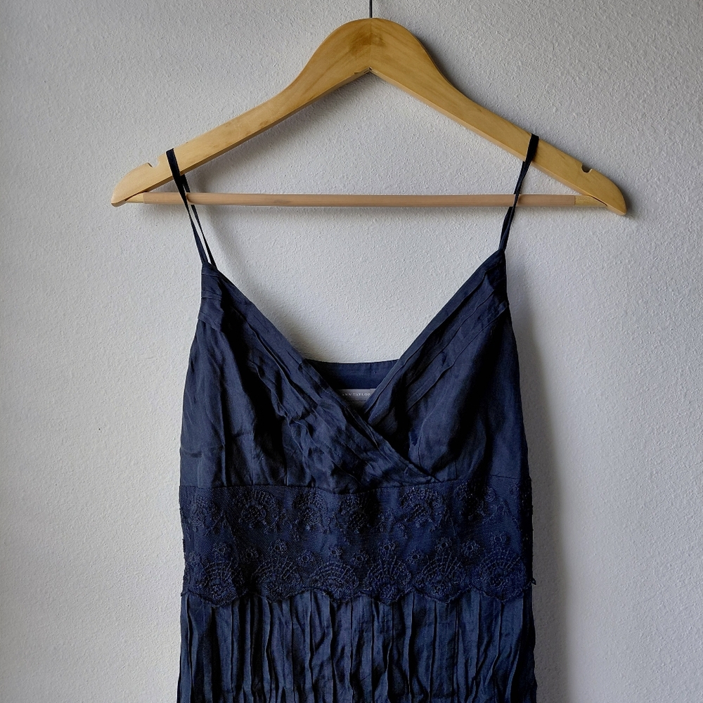 Ann Taylor Midnight Blue Midi Silk Dress - Picture 6 of 7